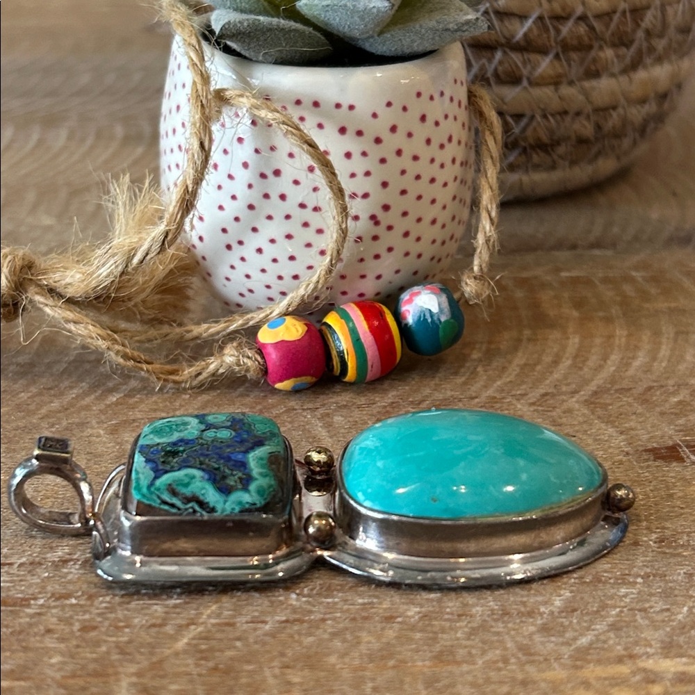 Sterling silver 925 turquoise pendant BoHo Southwestern XVN jewelry pendant only - Picture 5 of 9